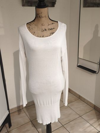 Chicorée Kleid Weiss, Grösse L, Herbst Strickkleid Top! 