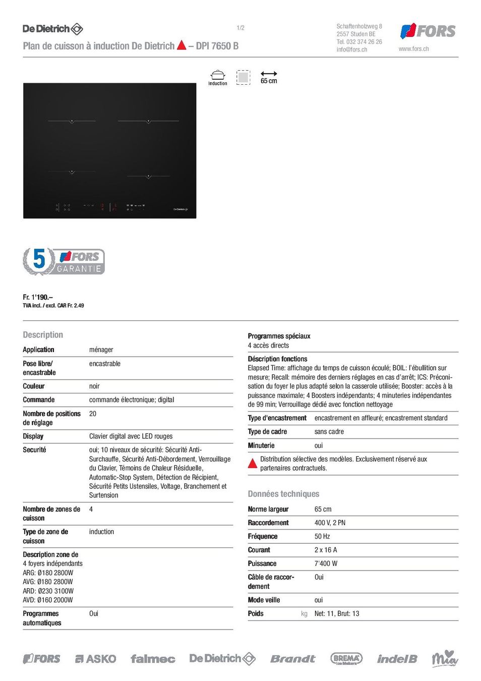 Cucine: Vitrocéramique induction De Dietrich neuf – Nuovo (secondo la descrizione) da Sion venduto da pat_97q6 3