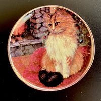 Porzellanteller gross (Katze) f/Puppenstube. NP 7.00.