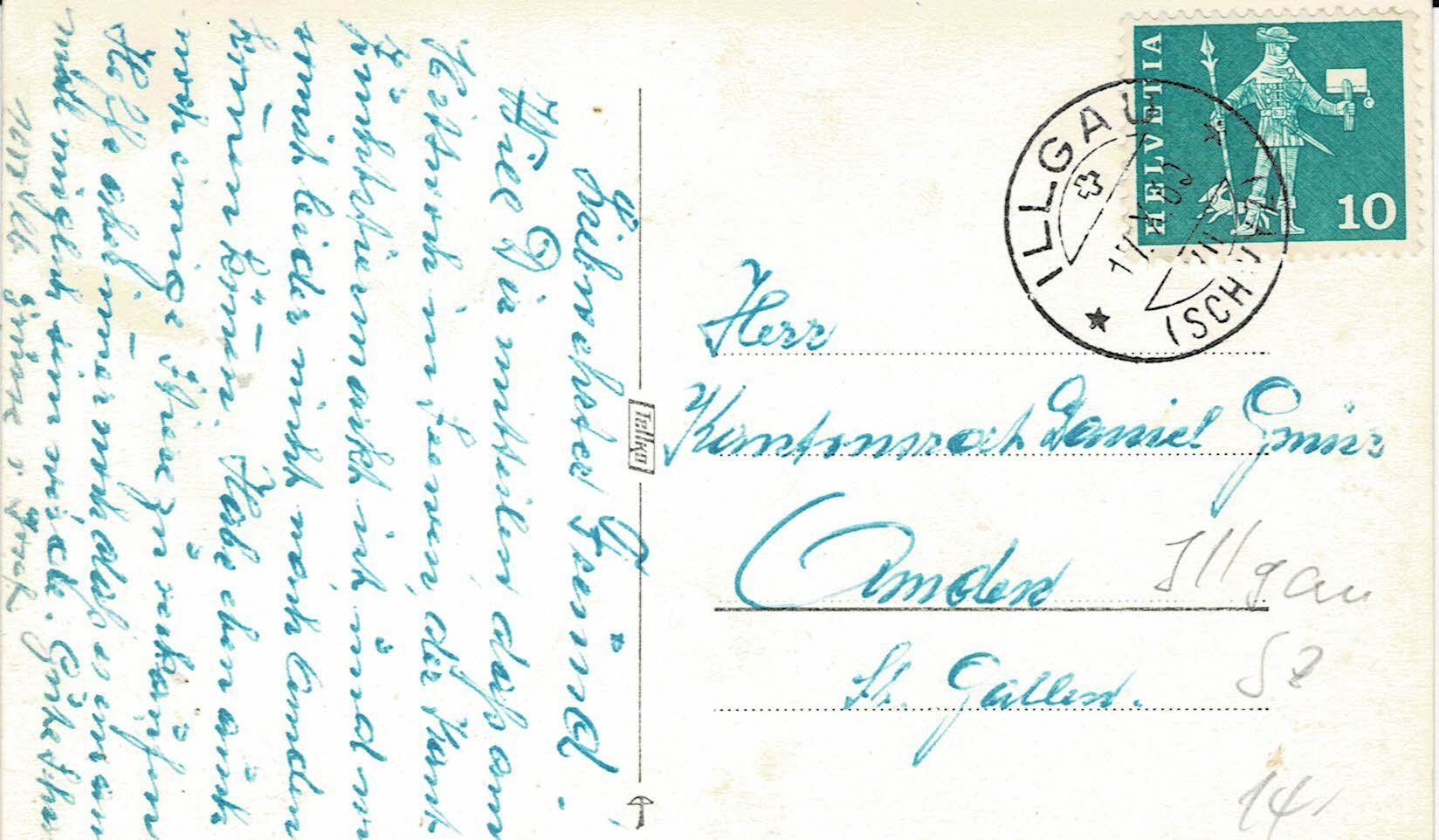 Cartoline postali: ILLGAU SZ gel. 1960! – Usato da Hergiswil NW venduto da Kartenfrau 1