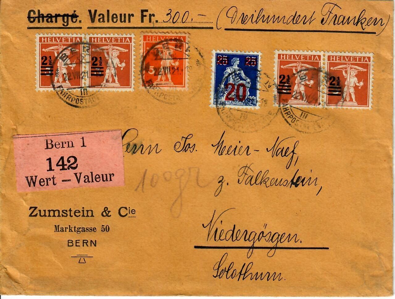 Tutti i francobolli: Valeur Bern - Niedergösgen 1921 – Usato da Hochdorf venduto da Ziegel-16