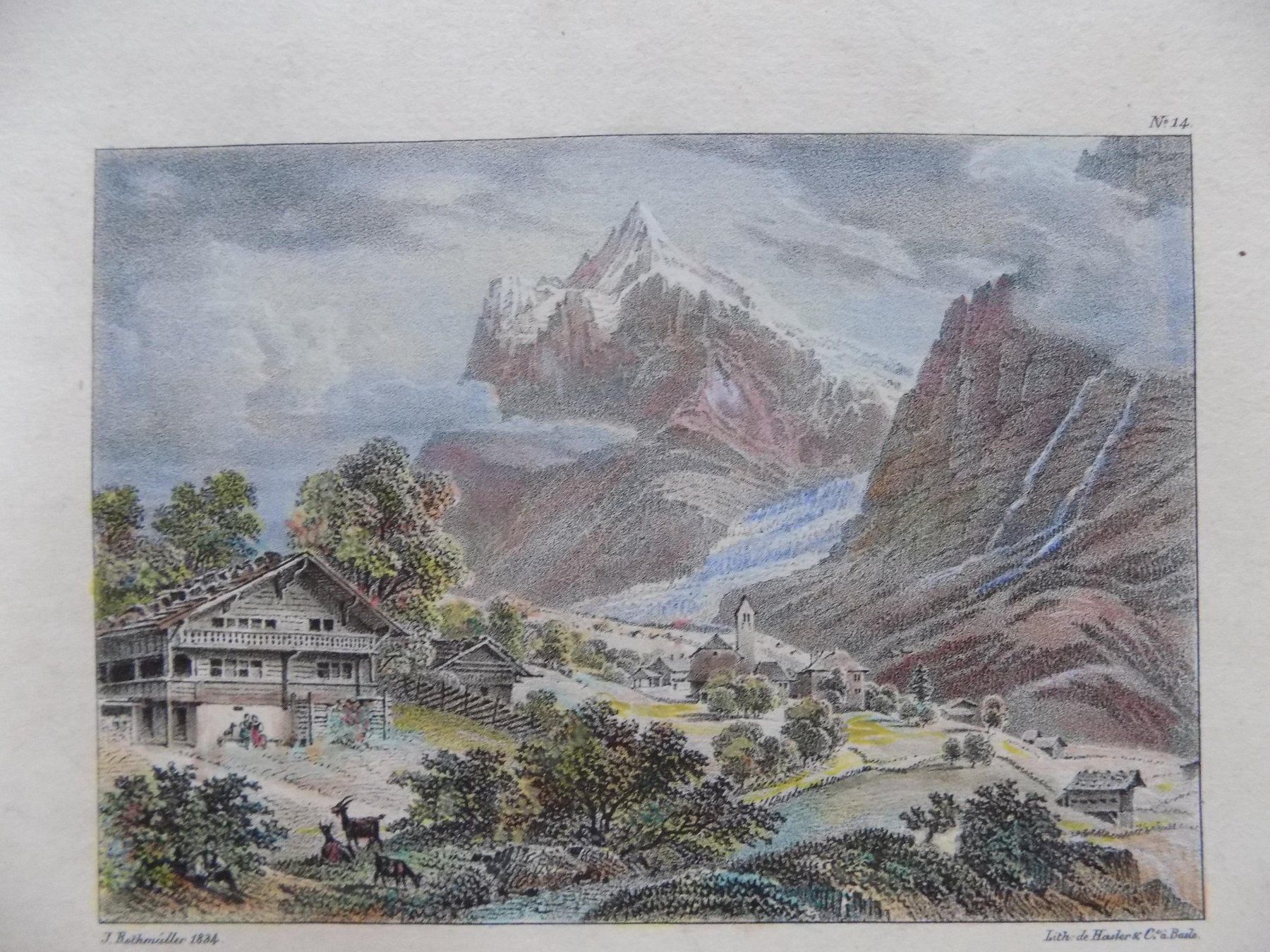 Incisioni: Grindelwald kolorierte Lithographie – Usato da Risch venduto da Antikfee 2