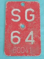 Fahrradnummer Velonummer SG 64