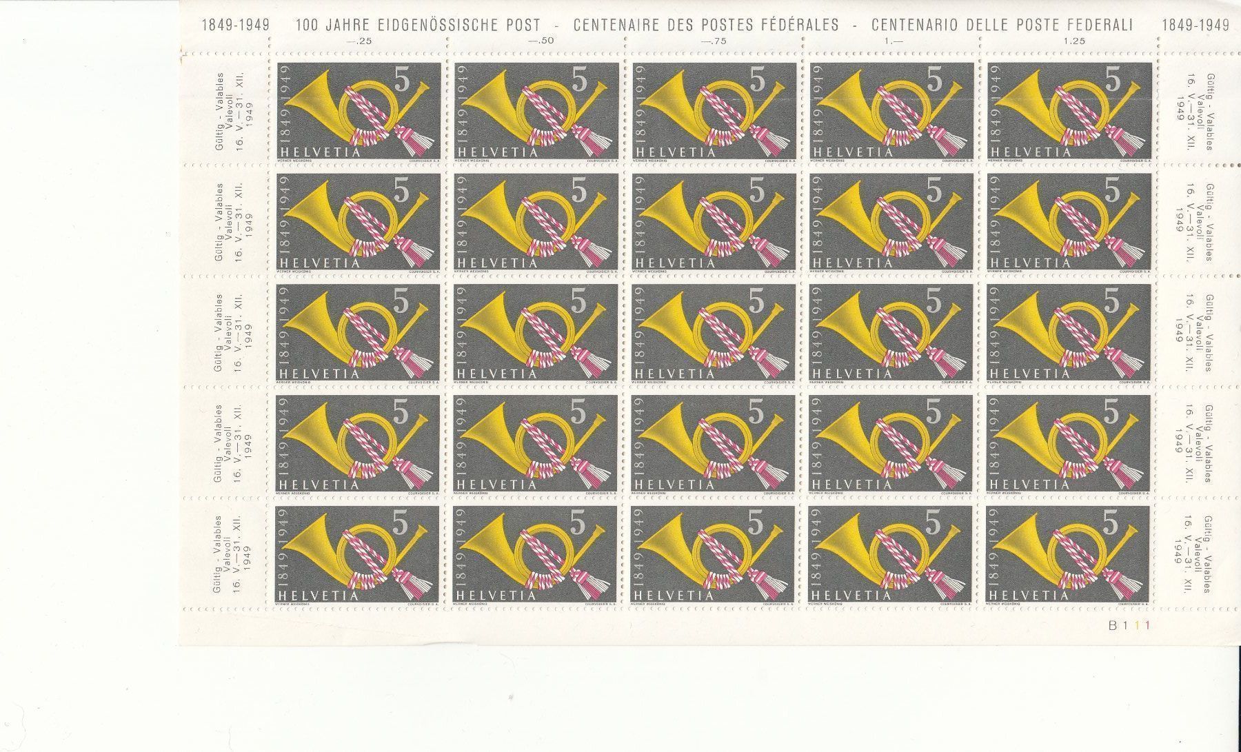 Tutti i francobolli: SBK 291 Originalbogen postfrisch mit Abart – Usato da Bürglen TG venduto da StampGraf