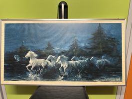 Palmero Pferdedruck "Horses of the Night" 1968 gerahmt 99cm