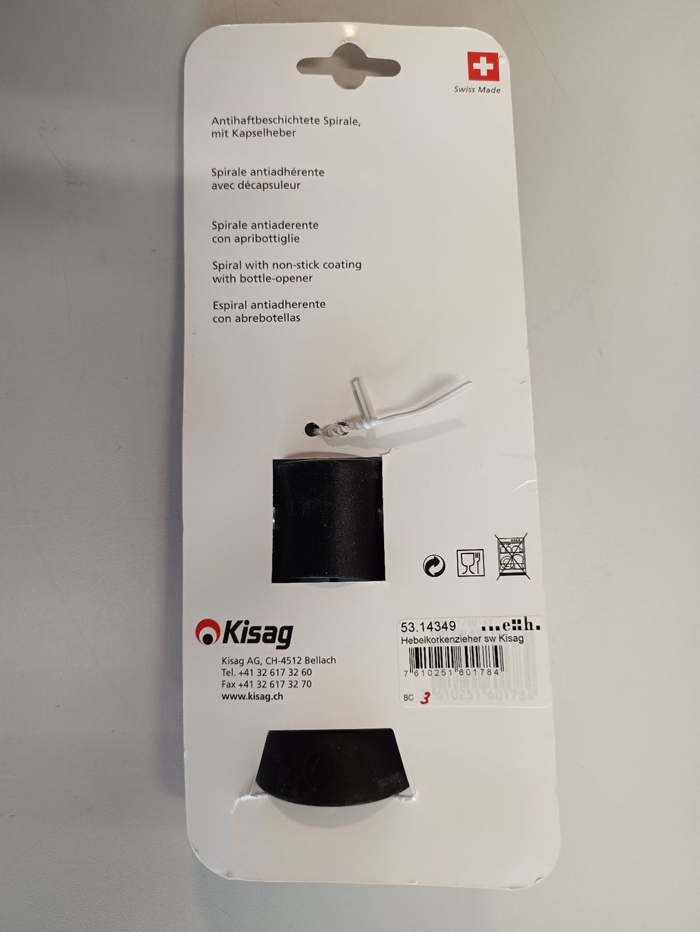 Apribottiglie & Tappi per chiusura: Korkenzieher von Kisag - NEU – Nuovo e nell'imballaggio originale da Rheinfelden venduto da s-KONNEKT 1