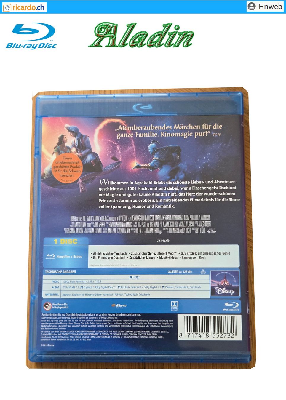 Tutti i DVDs: Blu-ray Disc: Aladin – Usato da Kaisten venduto da Hnweb 1