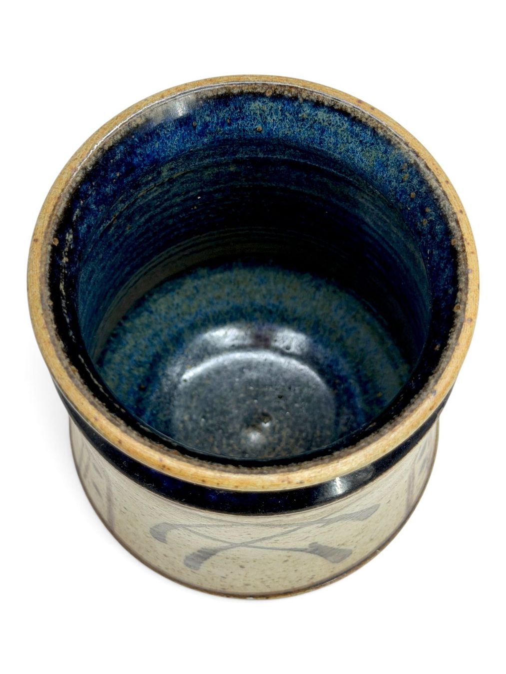 Vasi & Recipienti: Vase grès émaillé signé Décor abstrait bleu cobalt et beige – Usato da Cossonay-Ville venduto da Antiquora 6