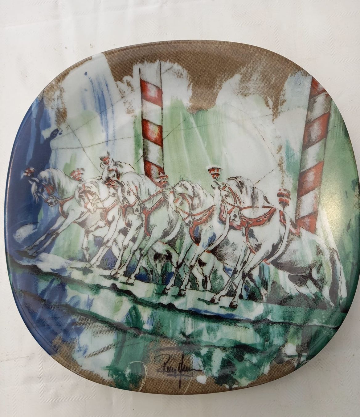 Teller: Wandteller Rolf Knie, "Pferdeparade" 1808 A, Langenthal 1995 – Neu (gemäss Beschreibung) aus Männedorf von hch_8fd9