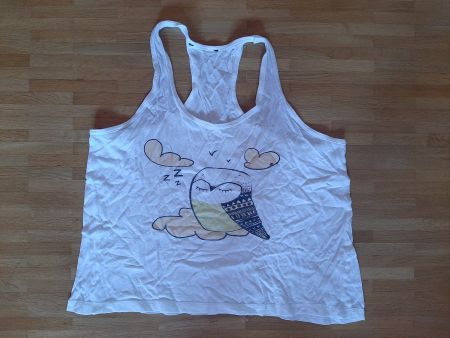 Top Baumwolle weiss mit Vogelmotiv