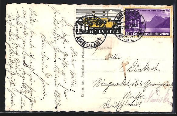Cartes postales: Fiesch, Ortsansicht mit Ziegenherde, Bre – D'occasion à Berlin par bartko-reher 1