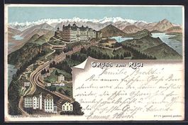 Litho Rigi, Häuser am Hotel und Bergbah