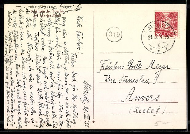 Cartoline postali: AK St. Moritz-Dorf, Katholische Kirche – Usato da Berlin venduto da bartko-reher 1