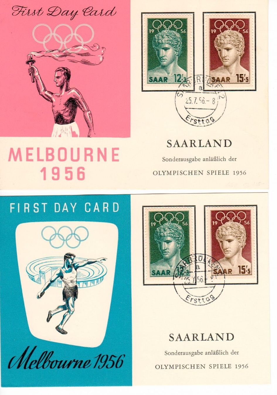 Alle Briefmarken: Saarland - Melbourne 1956 – Gebraucht aus Wolhusen von Curver9