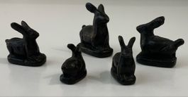Ensemble de 5 mini lapins en métal noir