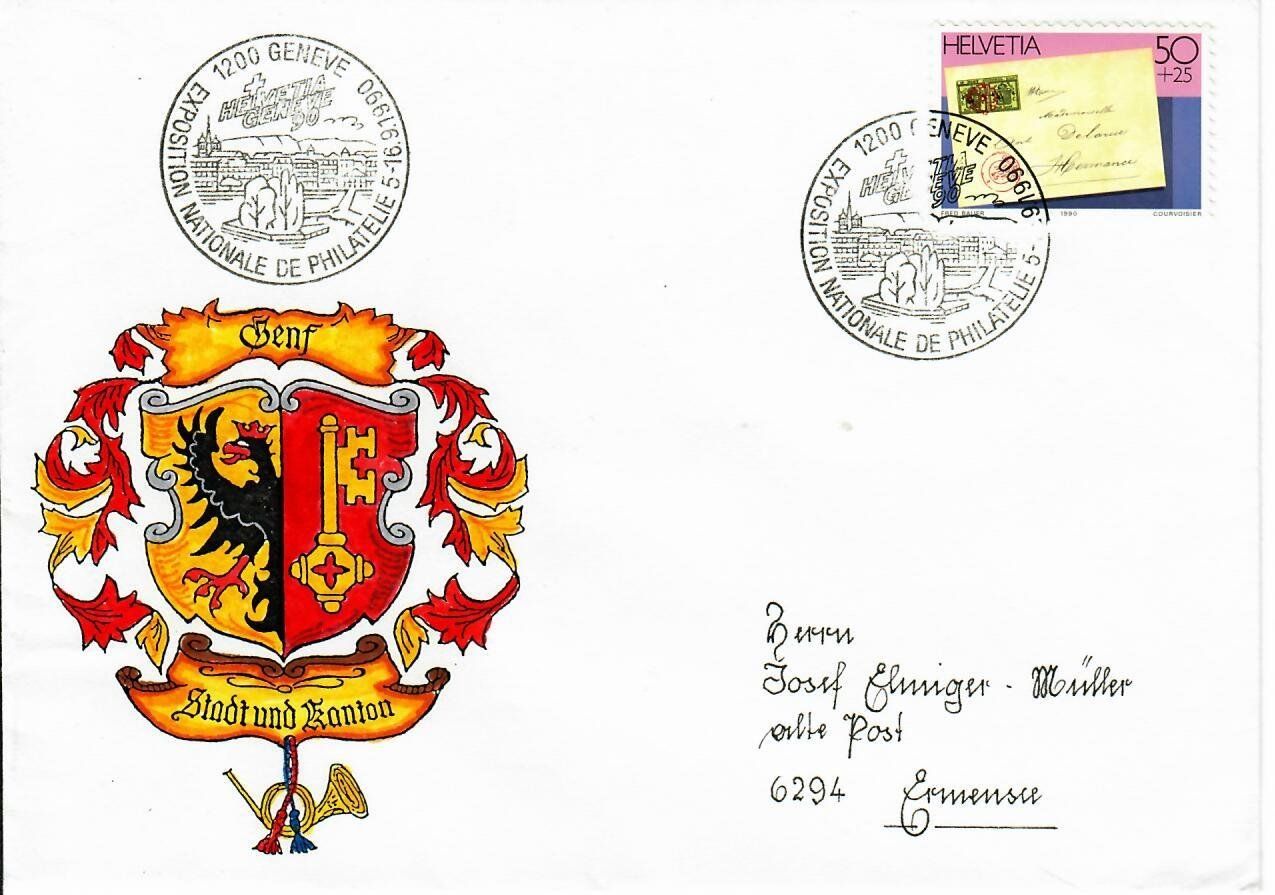 Alle Briefmarken: Illustrierter Brief Genf – Gebraucht aus Hochdorf von Ziegel-16