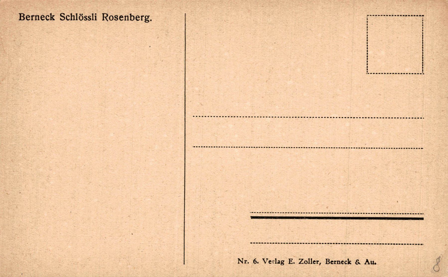 Ansichtskarten: Berneck. Schlössli Rosenberg – Gebraucht aus Bronschhofen von Astore 1