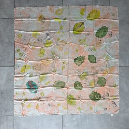 Seidentuch 100% Seide handrolliert Blätter Print Gross Boho