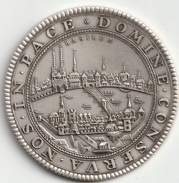 Metalli preziosi: Medaille, 50 mm.Basel ,Doppeltaler , versilbert unz. s.scan – Nuovo (secondo la descrizione) da Caslano venduto da Enrico15