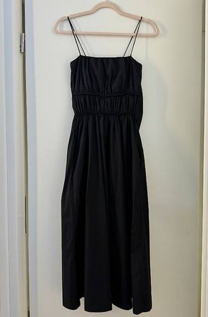 COS Damen Schwarz Midikleid Baumwolle. Gr. 36