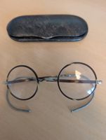 Antike Brille rund mit Etui Blech_gebrauchter Zustand