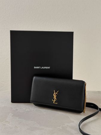 Yves Saint Laurant Cassandre Phone Holder in Smooth Leather