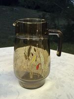 Pichet vintage en verre fumé – Décor épis de blé – France 