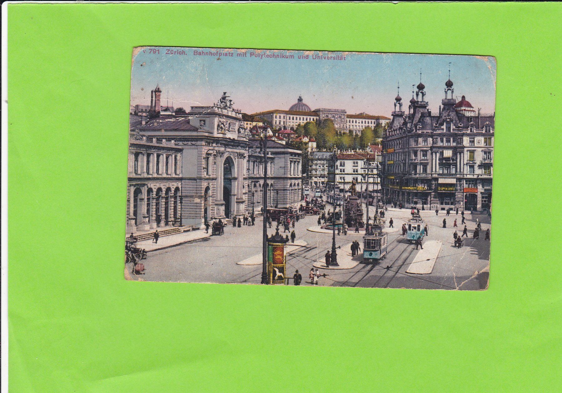Cartoline postali: Zürich-Bahnhofplatz-Polytechnikum-Tram-belebt – Usato da St. Peterzell venduto da neckertal