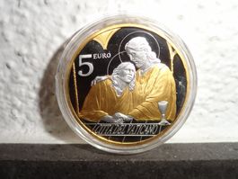 limitierte vergoldete Silbermünze 5 Euro JOHANNES Vatikan PP