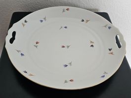 Vintage Arzberg Servierplatte, Porzellan feines Blumenmuster