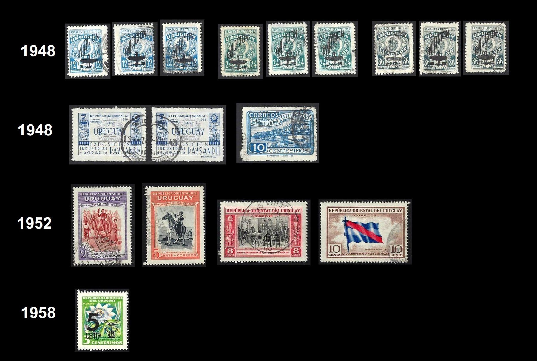 Alle Briefmarken: Uruguay 2 Luftpostbriefe + Briefmarken 1940 - 1952 – Gebraucht aus Baar von W47 2