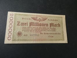 Dt. Reich 1923, 2 Millionen Mark - Reichsbahn