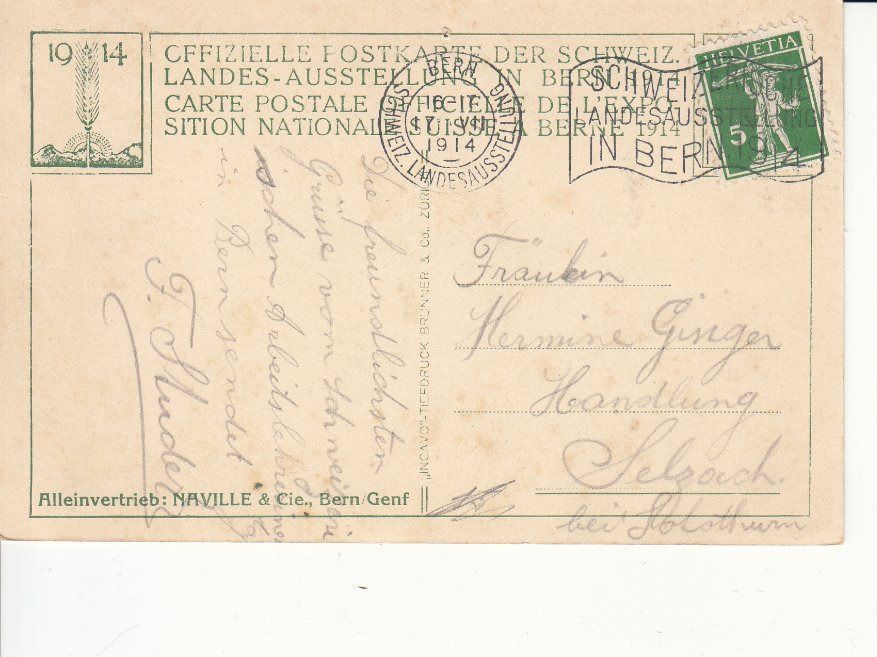 Cartoline postali: PK Landi Bern 1914, Rest. Studerstein – Usato da Bürglen TG venduto da StampGraf 1
