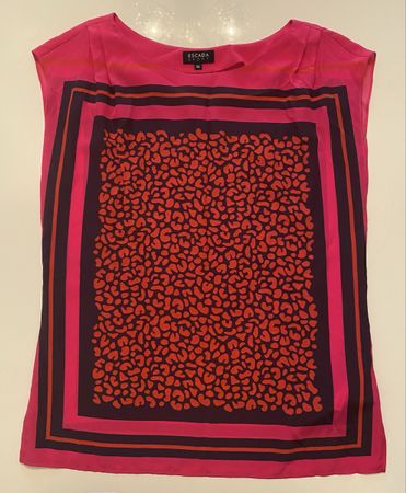 Escada Seidenbluse, Gr. 34, pink/rot/schwarz