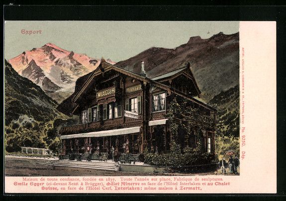 Cartoline postali: AK Zermatt, Hotel Emil Egger – Usato da Berlin venduto da bartko-reher