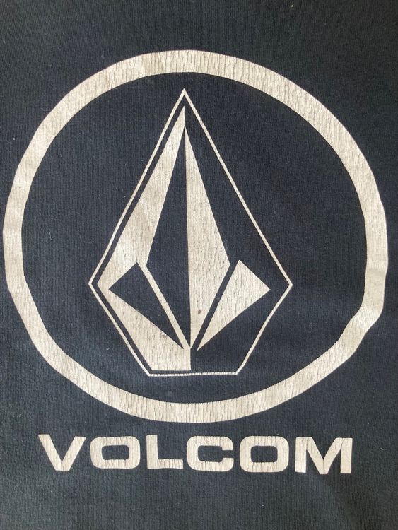 T-shirt Volcom Vert Rayé Col V - Taille M 12 Ans - Coton Manches Courtes