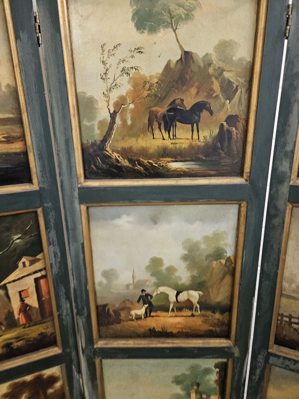 Paraventi: Antique Decorative Folding Screen Room Divider - Horses – Usato da Rickenbach b. Wil venduto da nic_8ljr 2