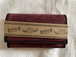 Portemonnaie Portmonee Leder rötlich mit Fächern 44