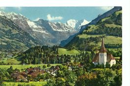 Frutigen  Dorf und Kirche; Doldenhorner Balmhorn Altels