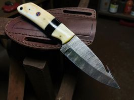 Damast Messer feststehend HANDMADE 21cm ODERMATT No. 44 NEU