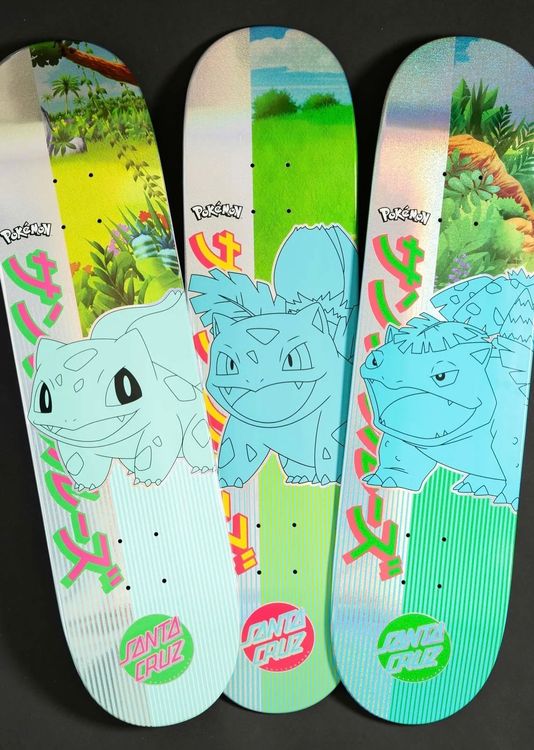Lot De 3 Planches De Skate Santa Cruz X Pokemon Scellées - Format 8" - Vendeur Britannique Fiable