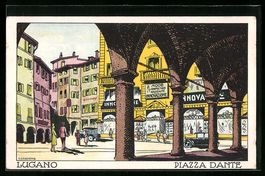 Künstler-AK Lugano, Piazza Dante
