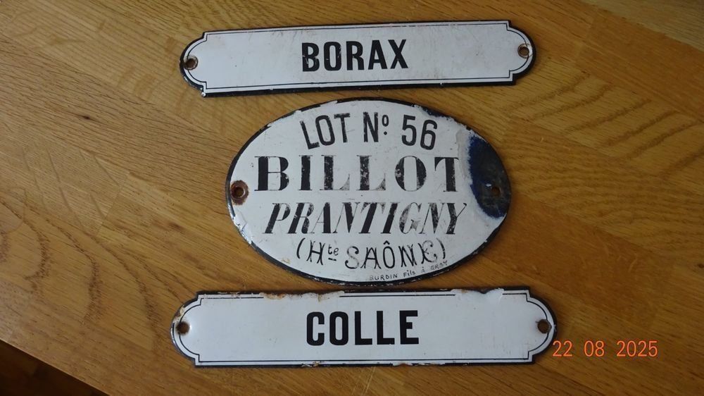 3 plaques en émail Burdin Fils authentiques 19ème (D #39 occasion) à