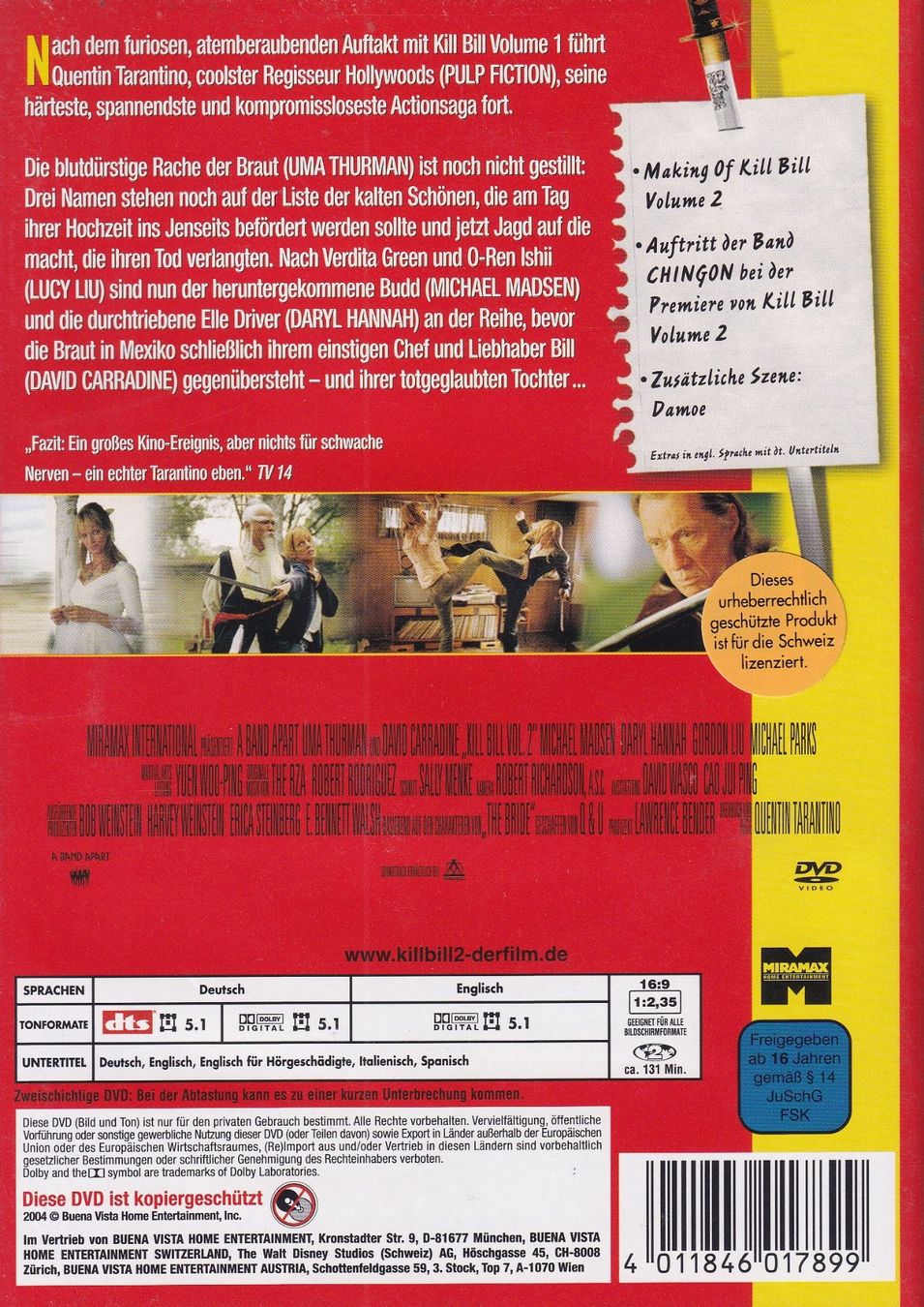 Tutti i DVDs: DVD ab Fr. 1.-, Kill Bill - Volume 2 – Usato da Lausen venduto da Mondeo10628 1