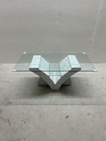 Designer Couchtisch Beton Stein Optik Glasplatte Tisch