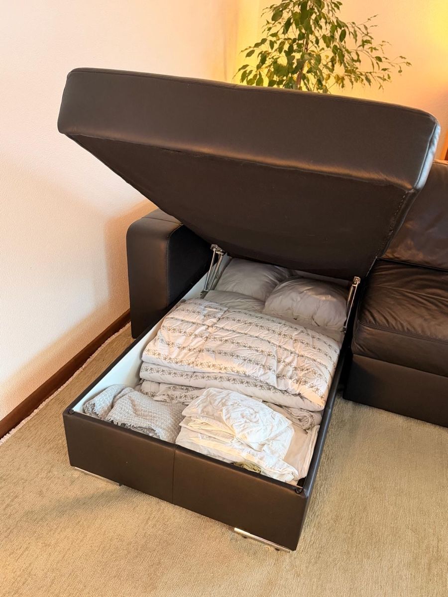 Sofas: Modernes Sofa Echt Leder Ecksofa Bettsofa Stauraum schwarz – Gebraucht aus Lommiswil von diti_89 7