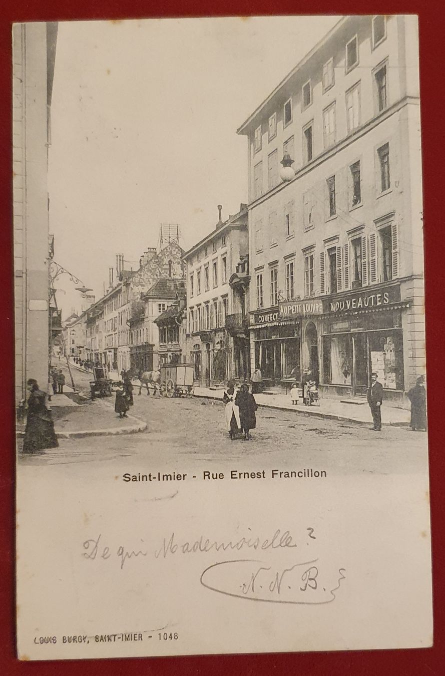 Cartoline postali: Saint-Imier 1900 - Rue Ernest Francillon,mit Aushilfsstempel – Usato da Kreuzlingen venduto da Rschweiz1