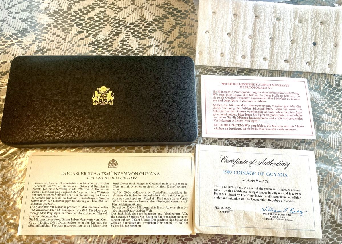 Tutti le monete: Guyana coin set 1980 proof – Nuovo e nell'imballaggio originale da Zürich venduto da Tasmiyah 3