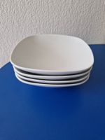 4 weisse Suppenteller von IKEA, 4eckig