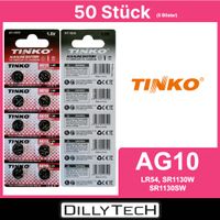 Tinko AG10/LR54/SR1130W Knopfzellenbatterie - 50 Stk.